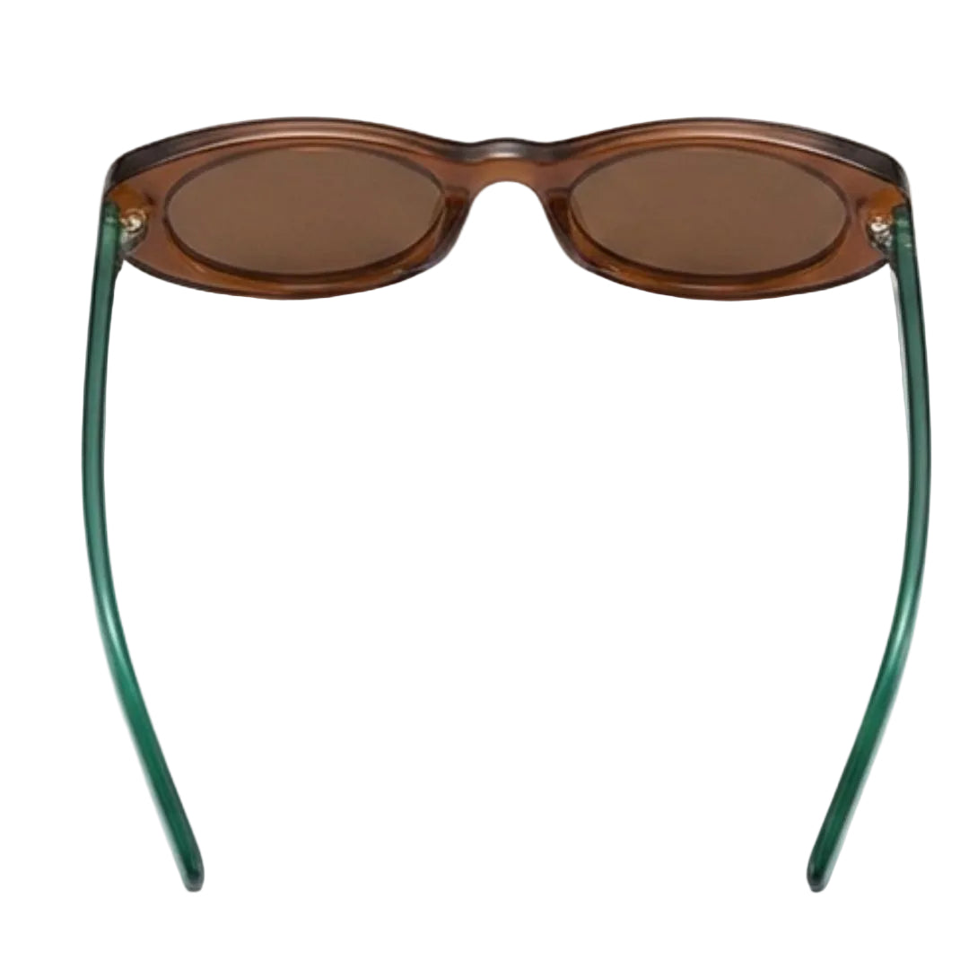 Translucent Brown & Teal Two-Tone Oval Sunglasses JLTG0461