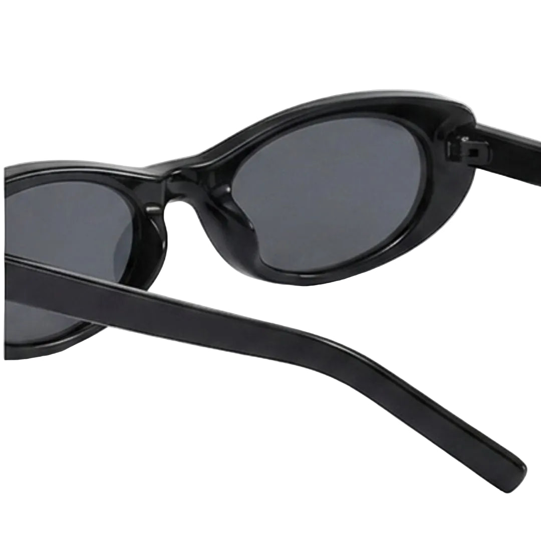 Chic Glossy Black Retro Oval Sunglasses JLTG0462