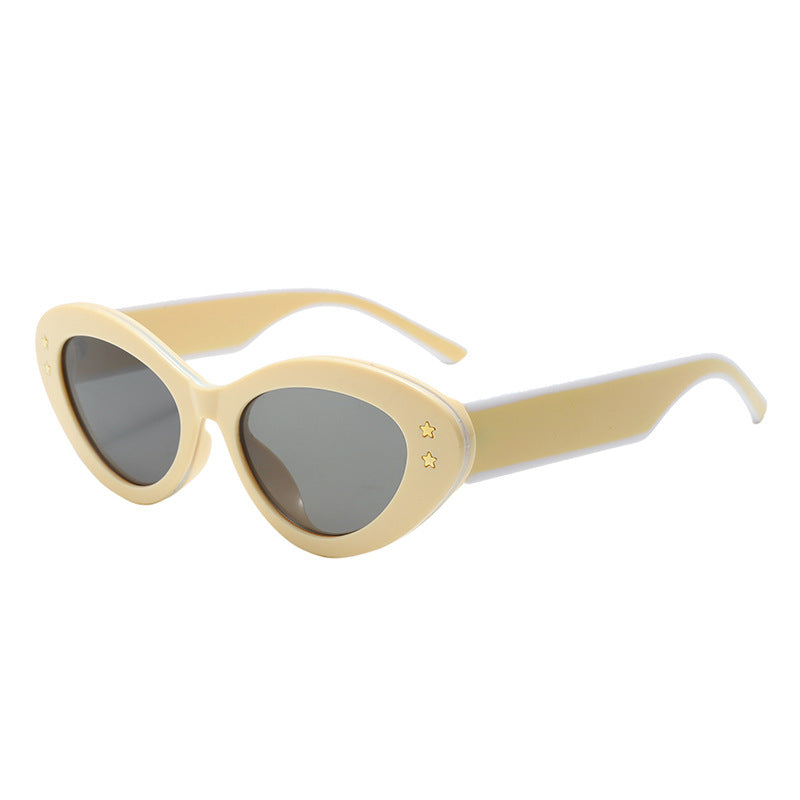 Beige Star-Accented Cat-Eye Sunglasses JLTG0463