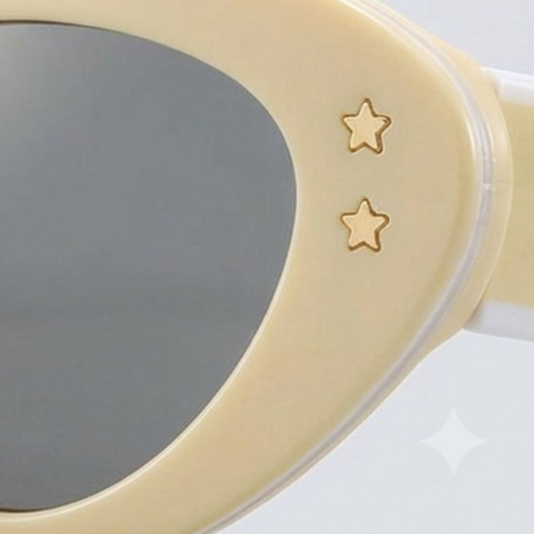Beige Star-Accented Cat-Eye Sunglasses JLTG0463