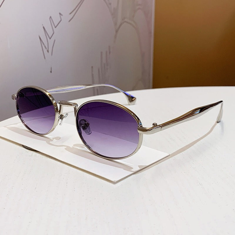 Chic Silver Oval Sunglasses JLTG0481