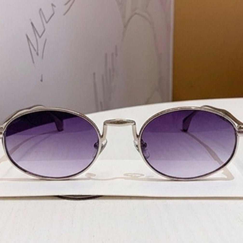 Chic Silver Oval Sunglasses JLTG0481