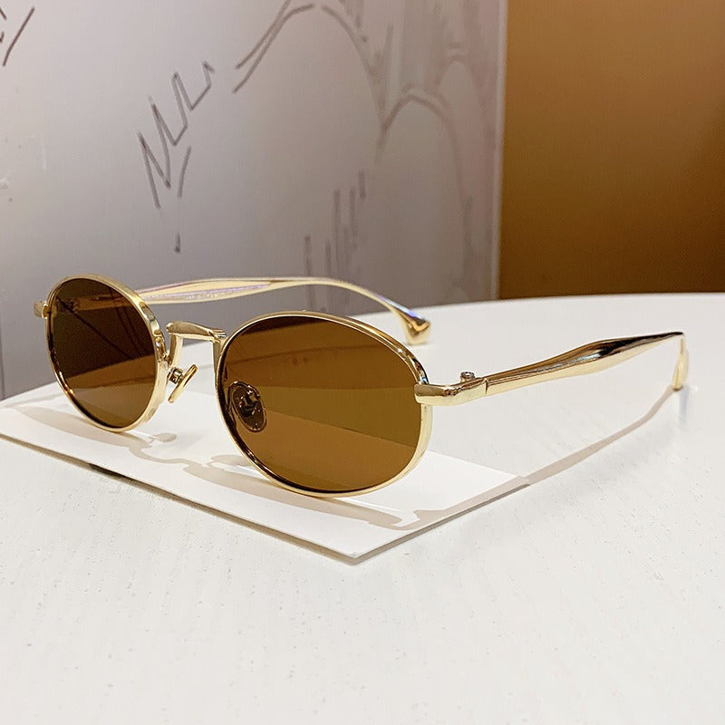 Chic Brown Oval Sunglasses JLTG0483