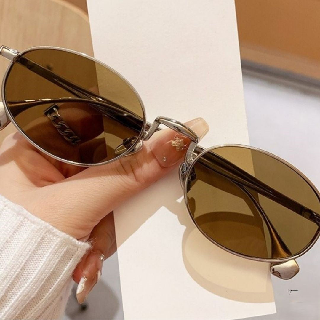 Chic Brown Oval Sunglasses JLTG0483