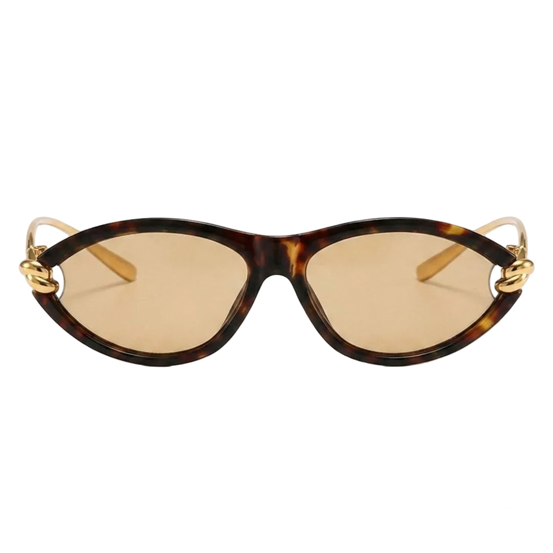 Tortoise Gold Oval Sunglasses JLTG0487
