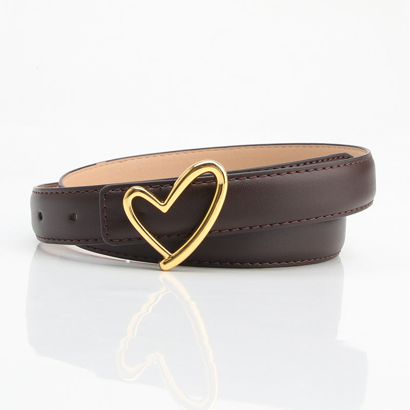 Love buckle belt, Tan Belt with Gold Heart Buckle