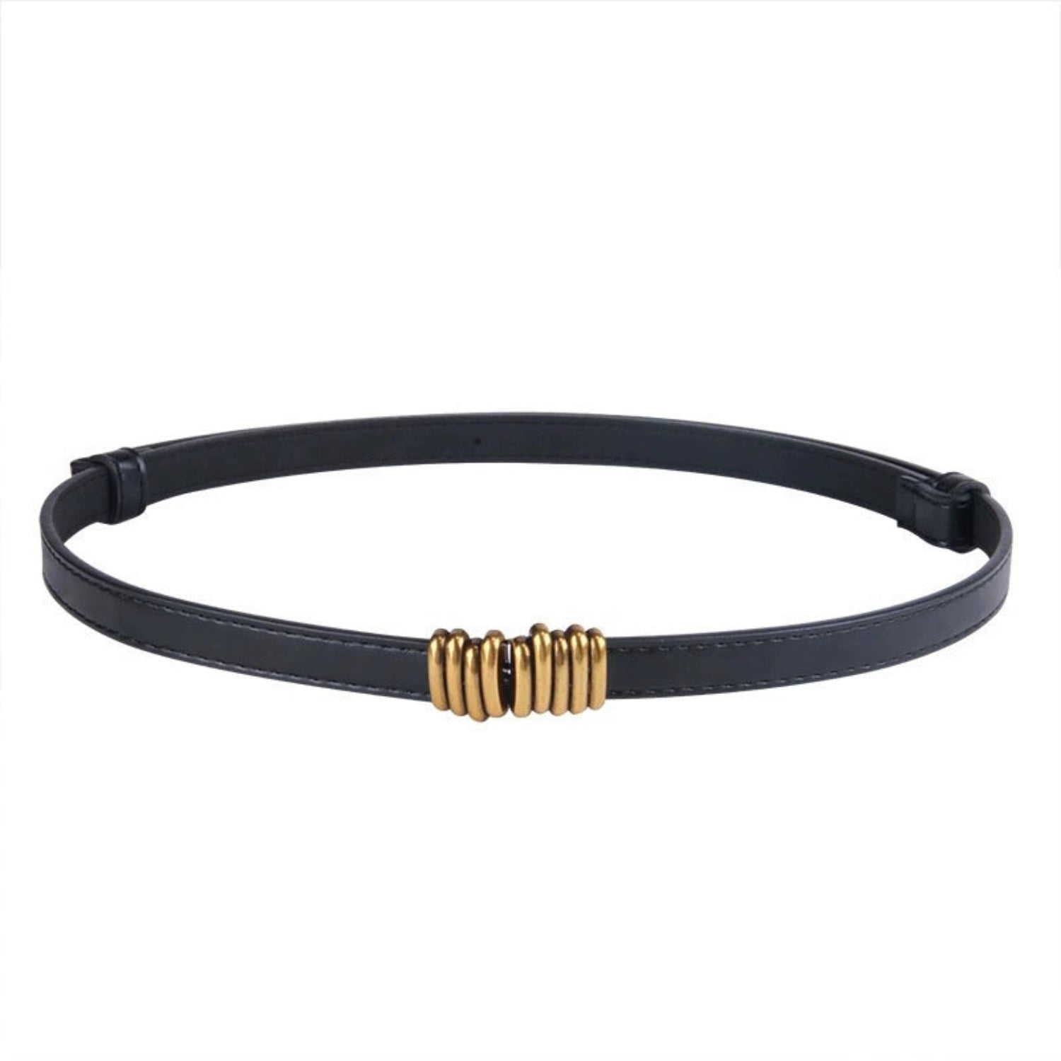 Just Lil Things Black Sleek Belt with Gold Coil Detailing JLTHB0273