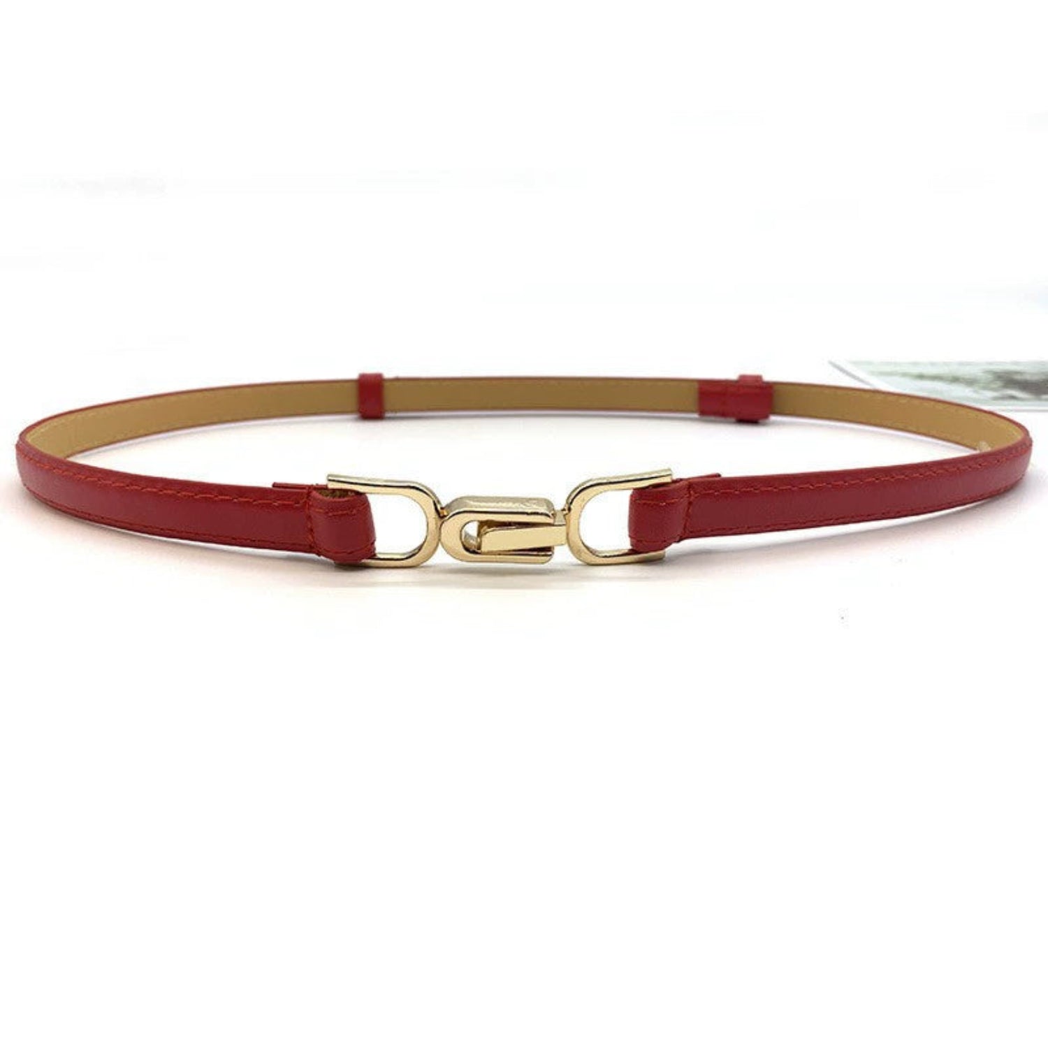 Minimalist Gold Clasp Skinny Red Belt JLTHB0275