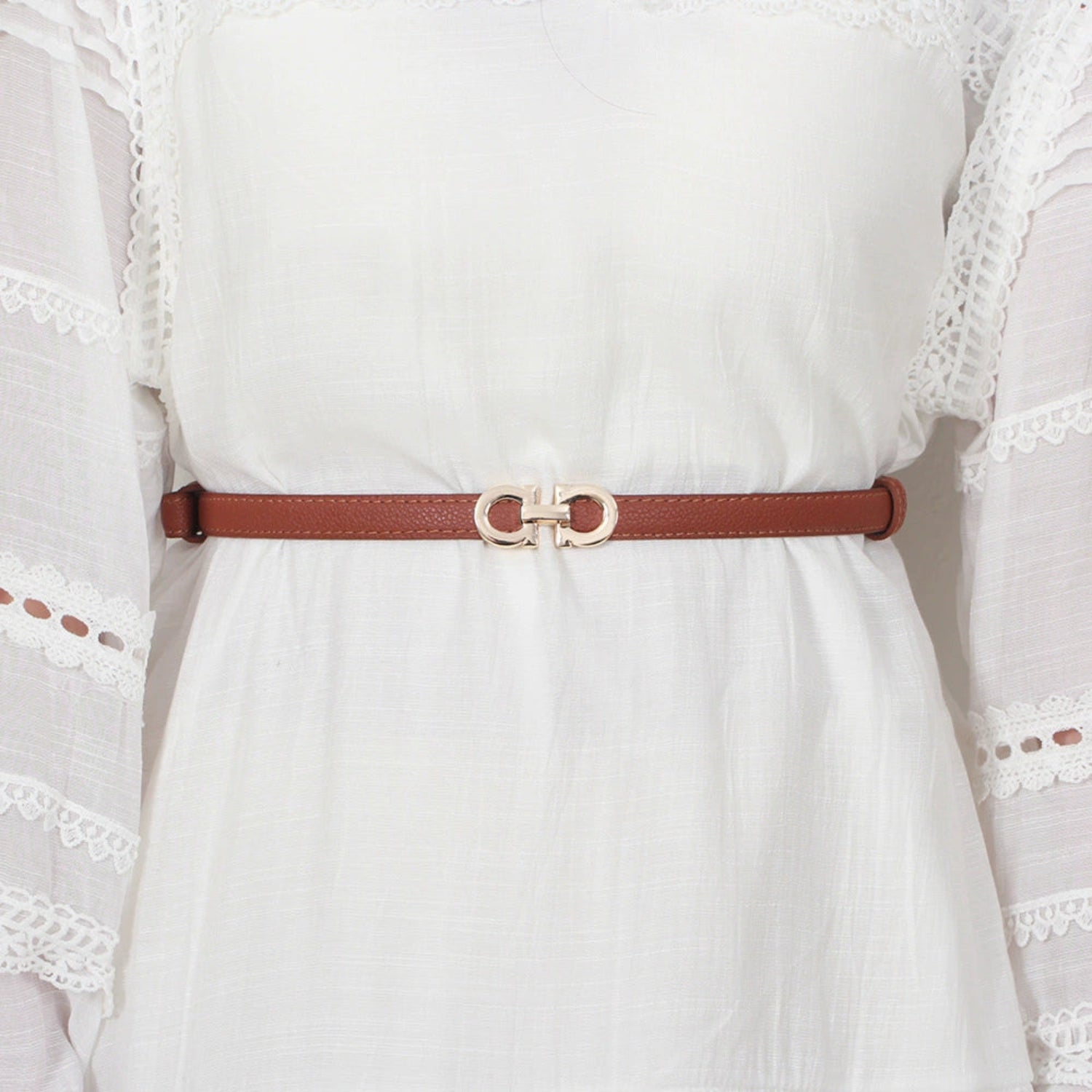 Slim Brown Gancini Buckle Belt JLTHB0287