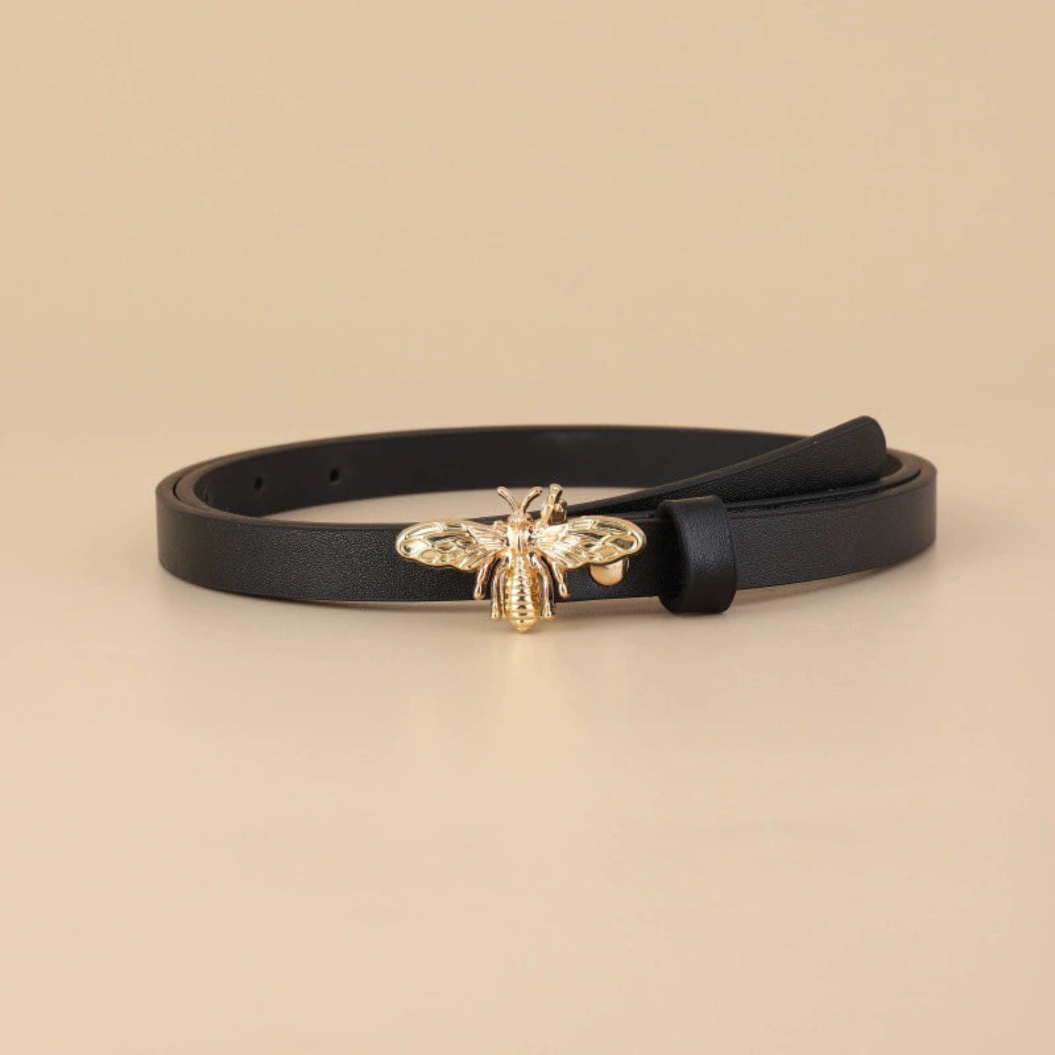 Gold Bee Buckle Black Belt JLTHB0289