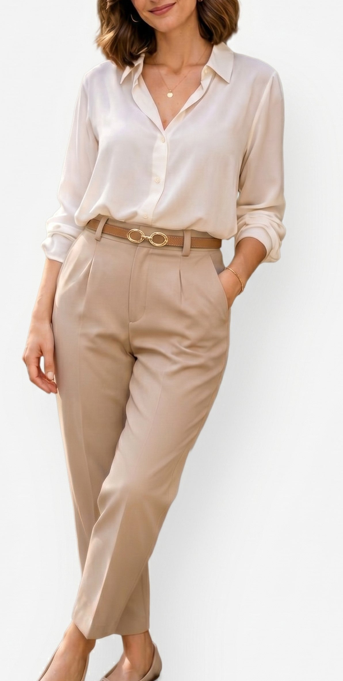 Gold Infinity Buckle Tan Belt JLTHB0306