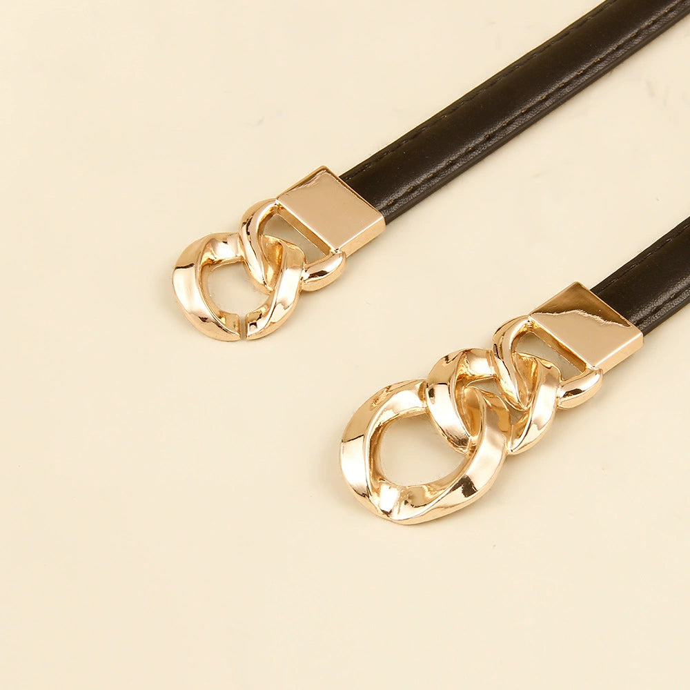 Gold Chain Buckle Brown Belt JLTHB0311