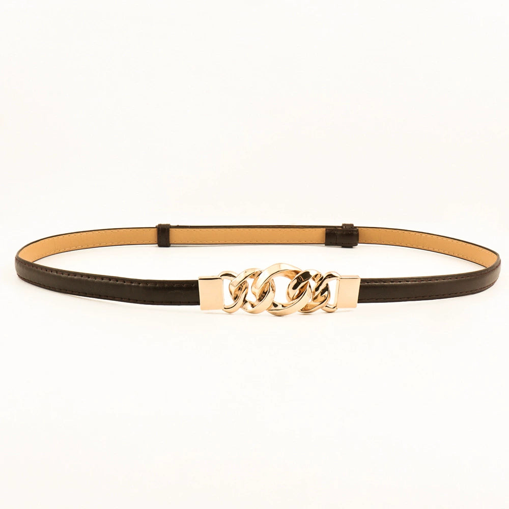 Gold Chain Buckle Brown Belt JLTHB0311