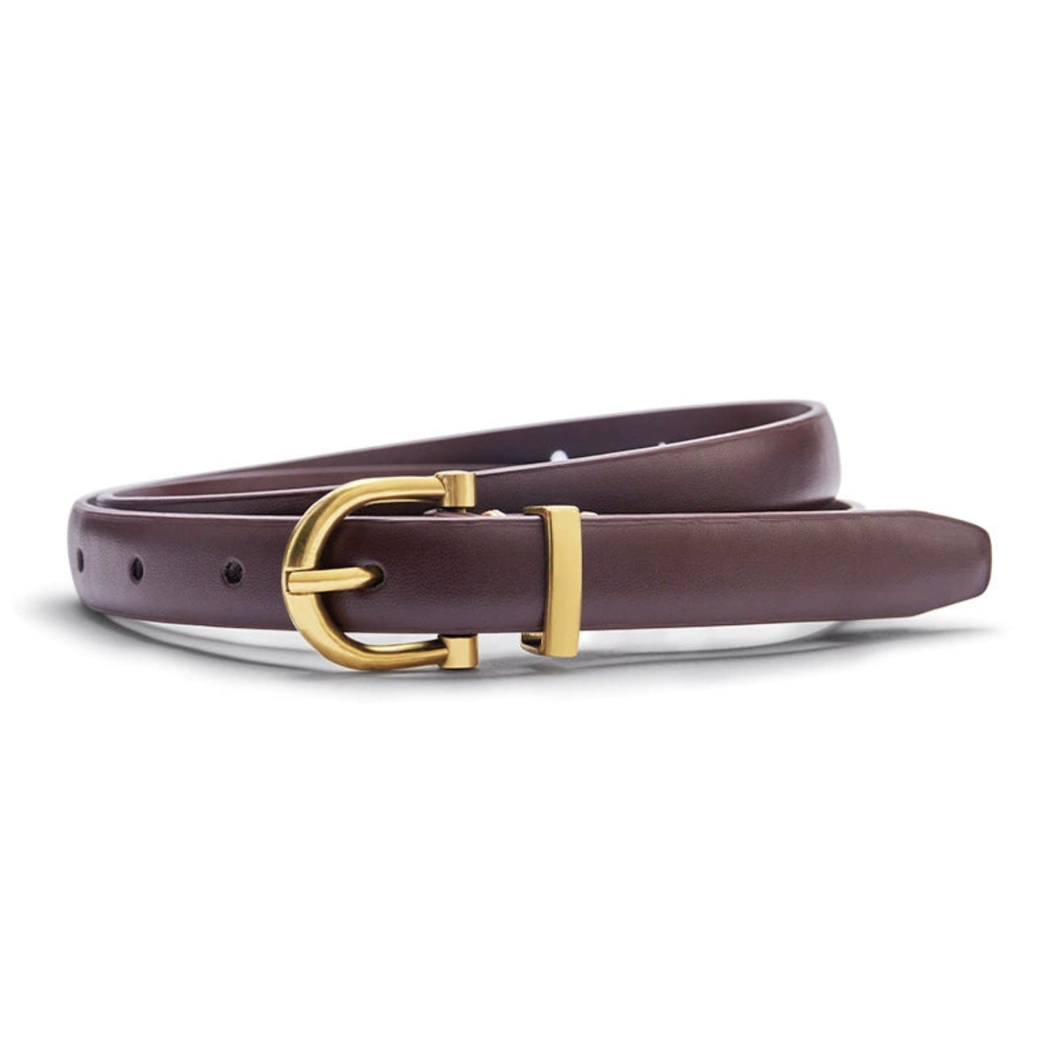 Gold Horseshoe Buckle Coffee Belt JLTHB0330
