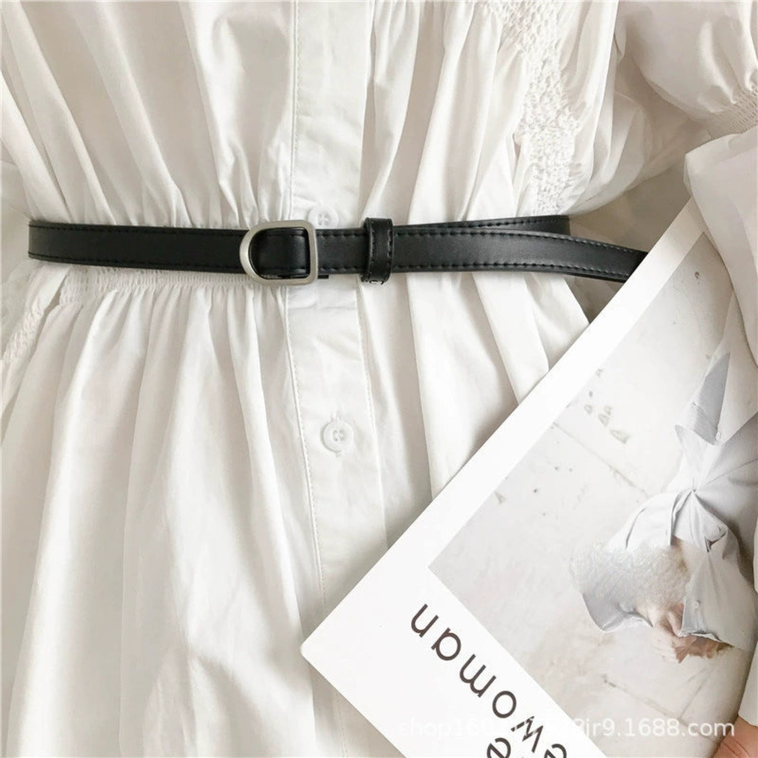 Minimalist Matte Silver D-Buckle Belt JLTHB0339