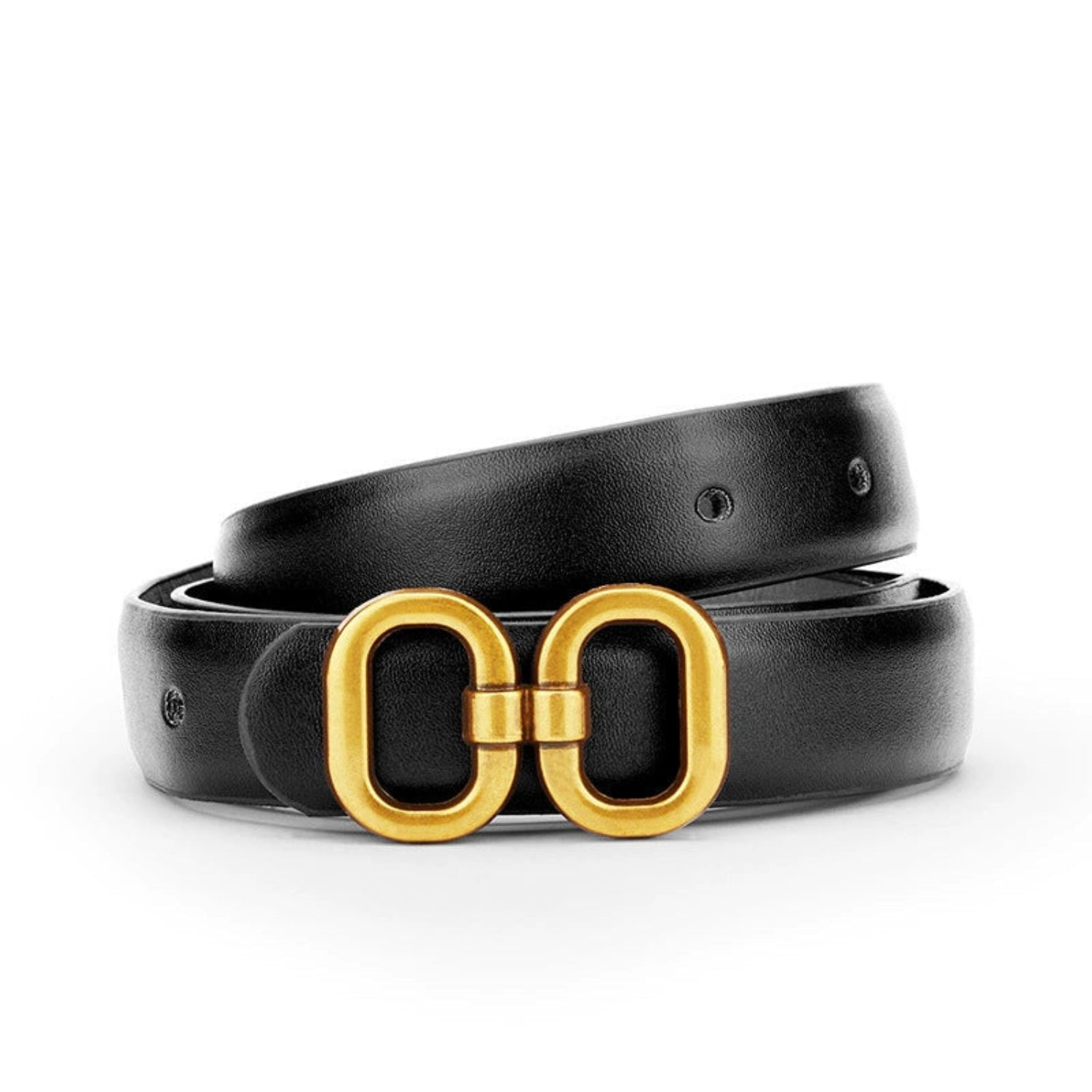Gold Interlocking Oval Black Belt JLTHB0341