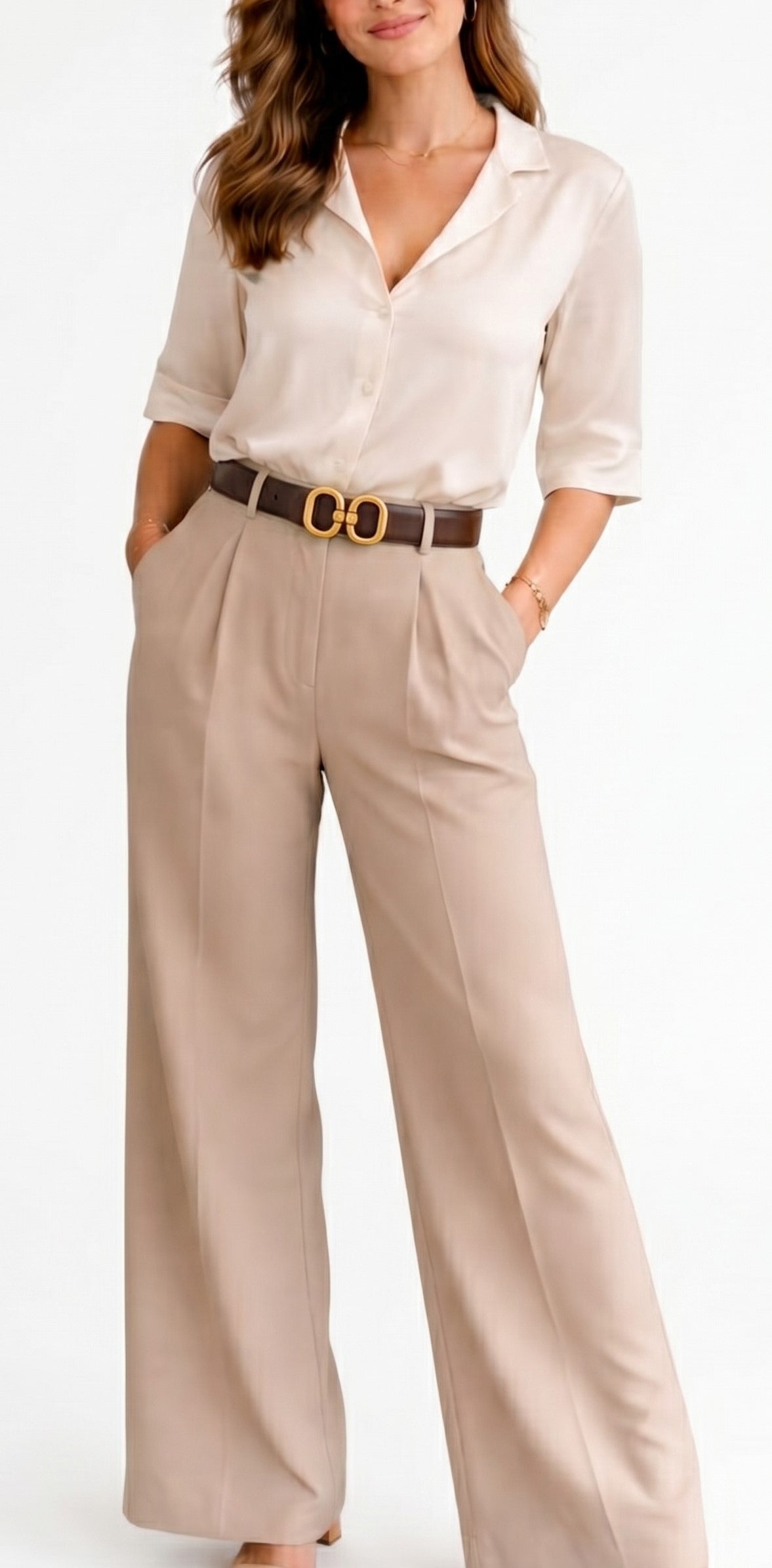 Gold Interlocking Oval Brown Belt JLTHB0342