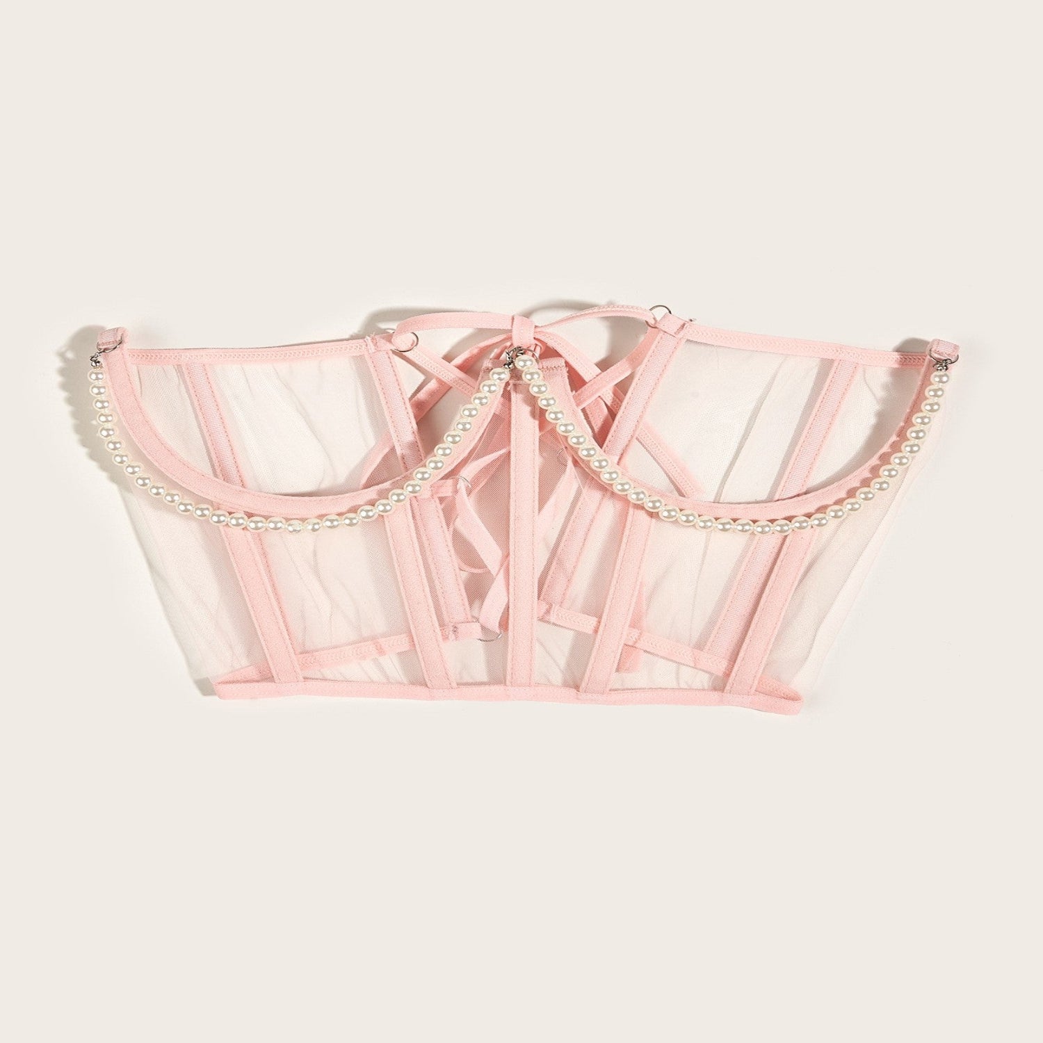 Pearl Draped Pink Corset Belt JLTHB0349
