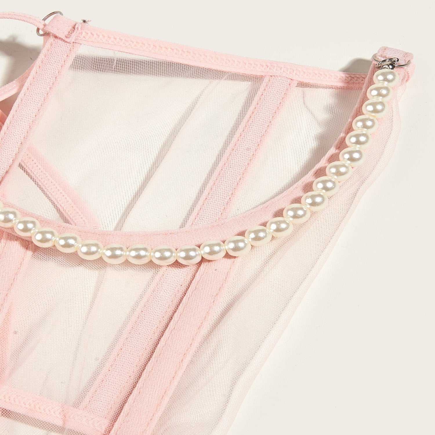 Pearl Draped Pink Corset Belt JLTHB0349