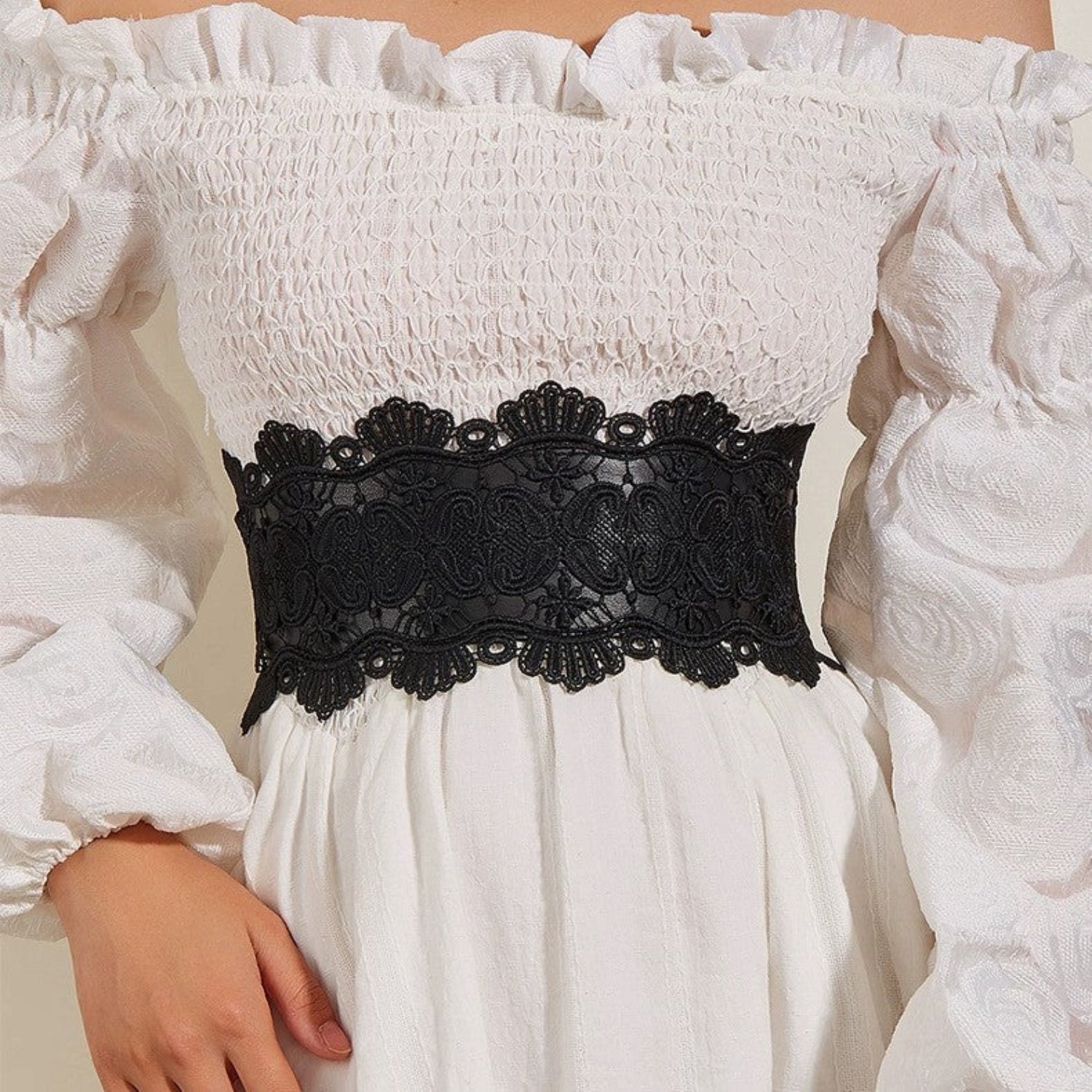 Vintage Scalloped Floral Lace Belt JLTHB0351