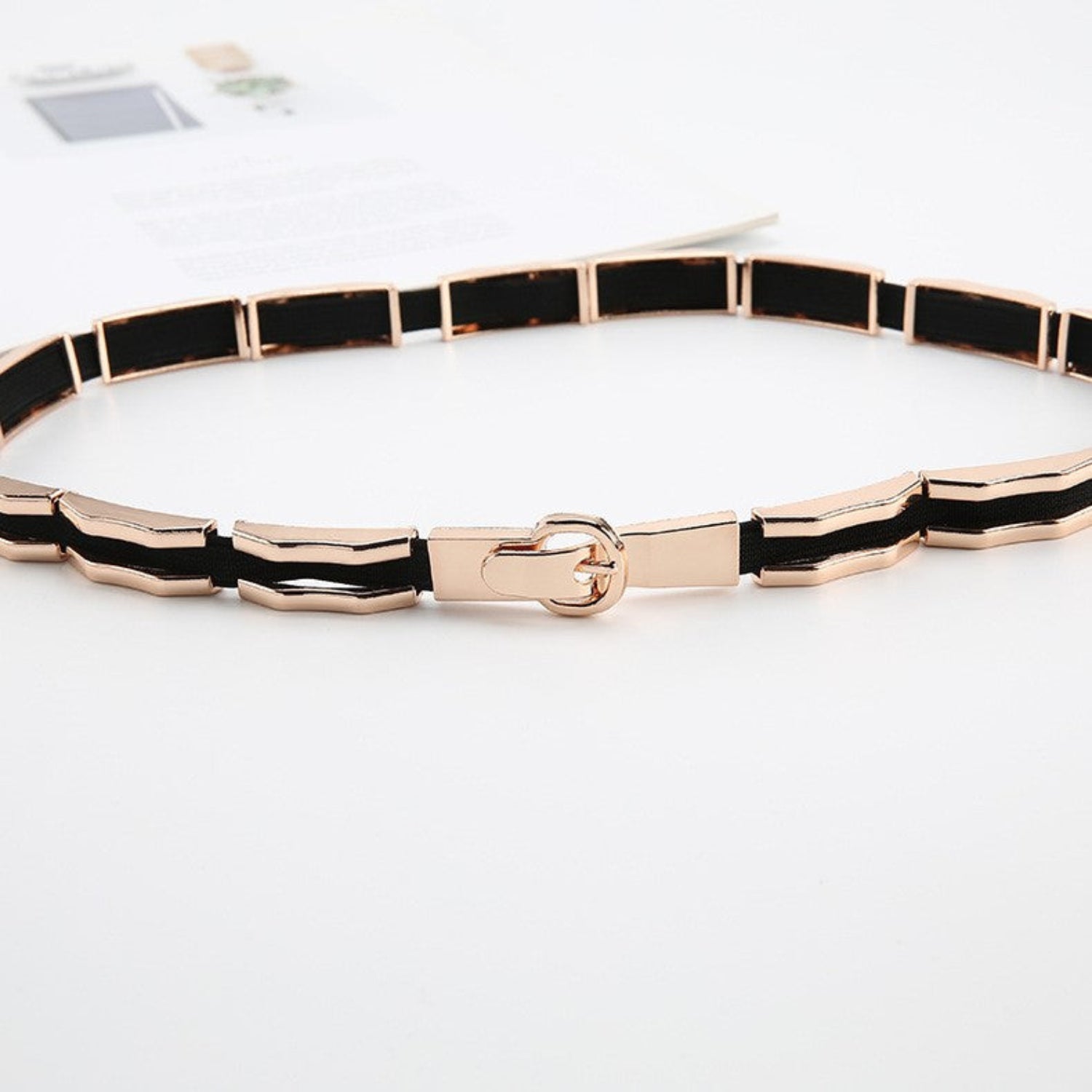 Gold Geometric Linked Elastic Belt JLTHB0352