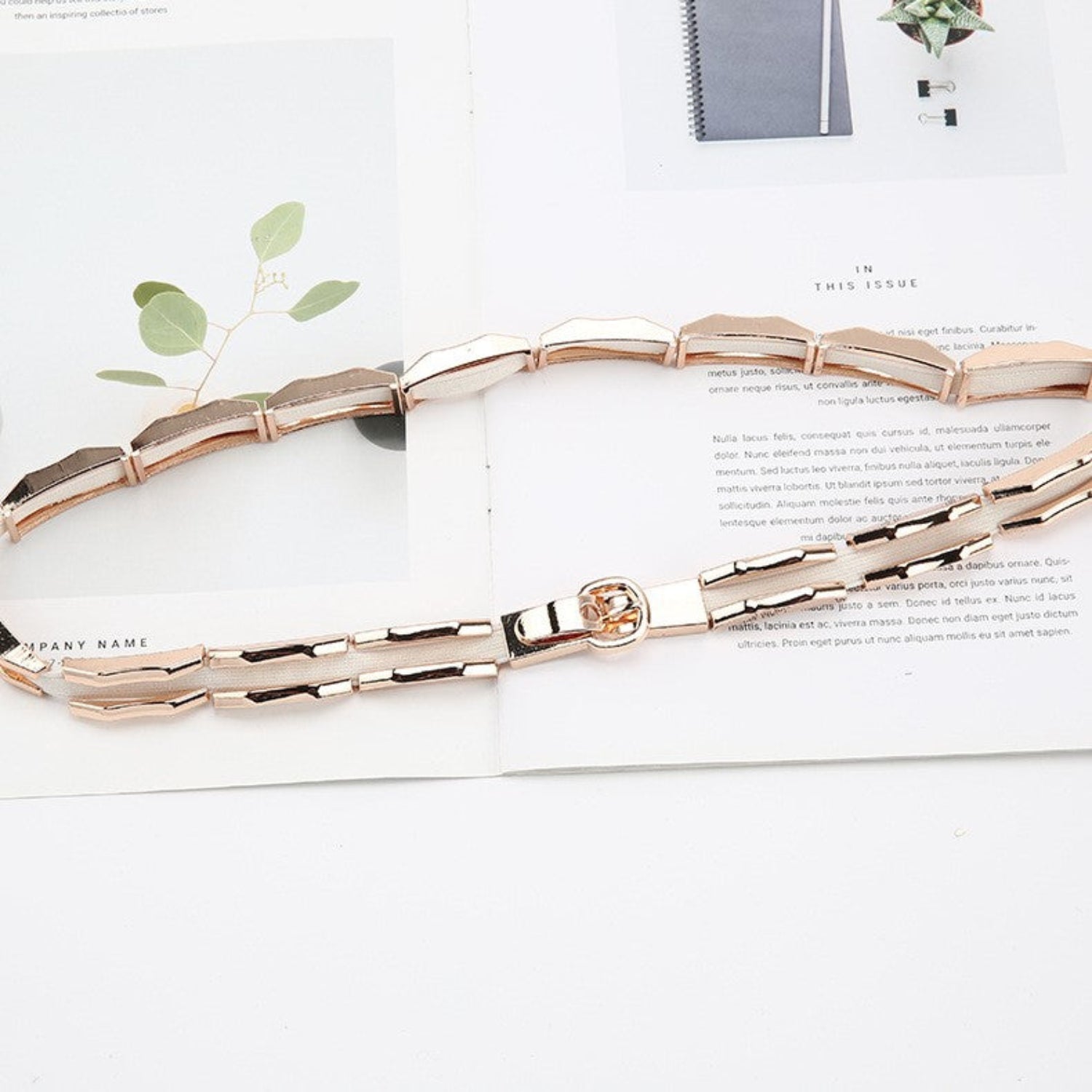 Rose Gold Geometric Stretch Belt JLTHB0353