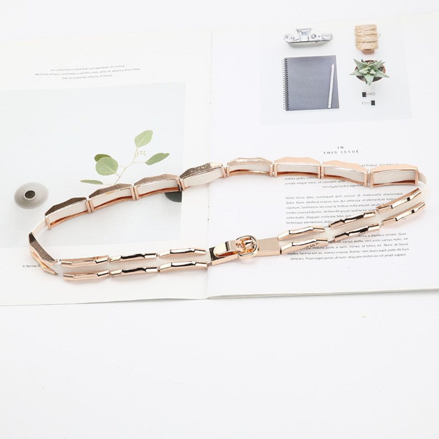 Rose Gold Geometric Stretch Belt JLTHB0353