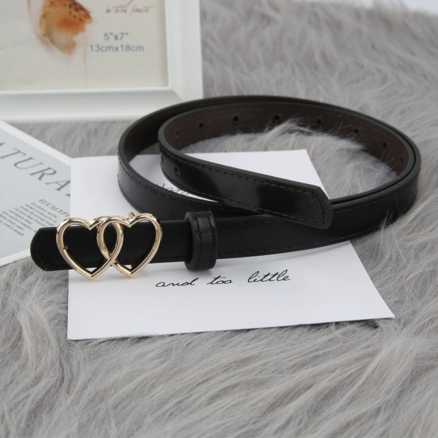 Double Heart Buckle Skinny Belt JLTHB0358