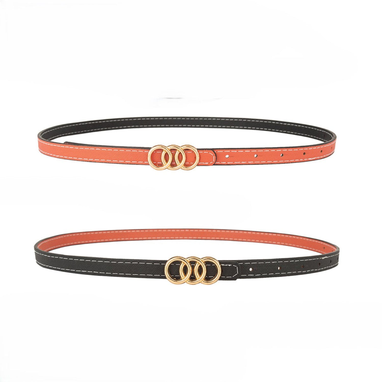 Reversible Gold Geometric Skinny Tan and Black Belt JLTHB0393