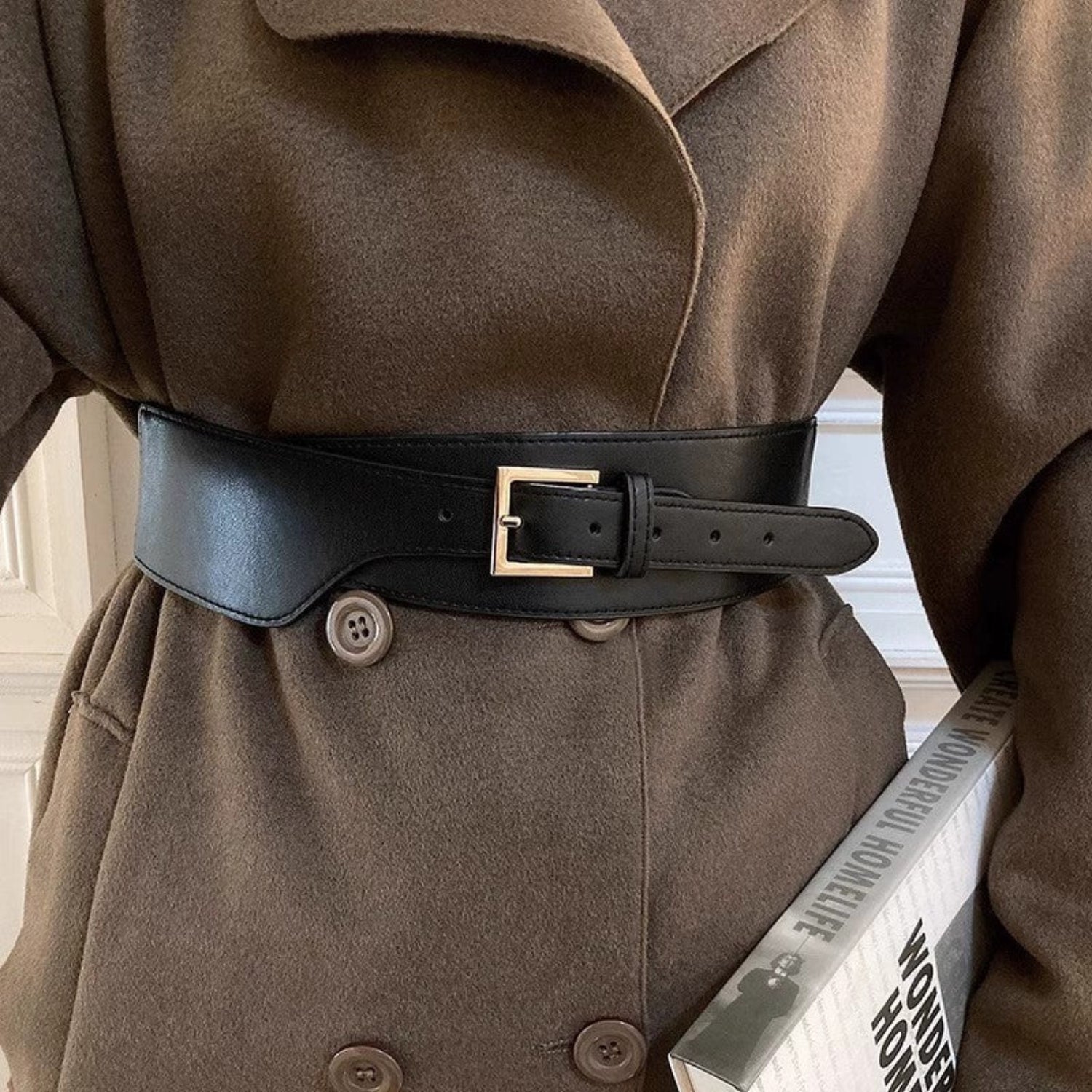Asymmetric Wide Leather Corset Belt JLTHB0405