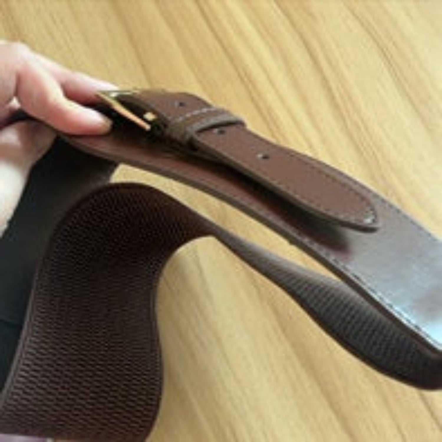Wide Coffee Brown Leather Belt JLTHB0407
