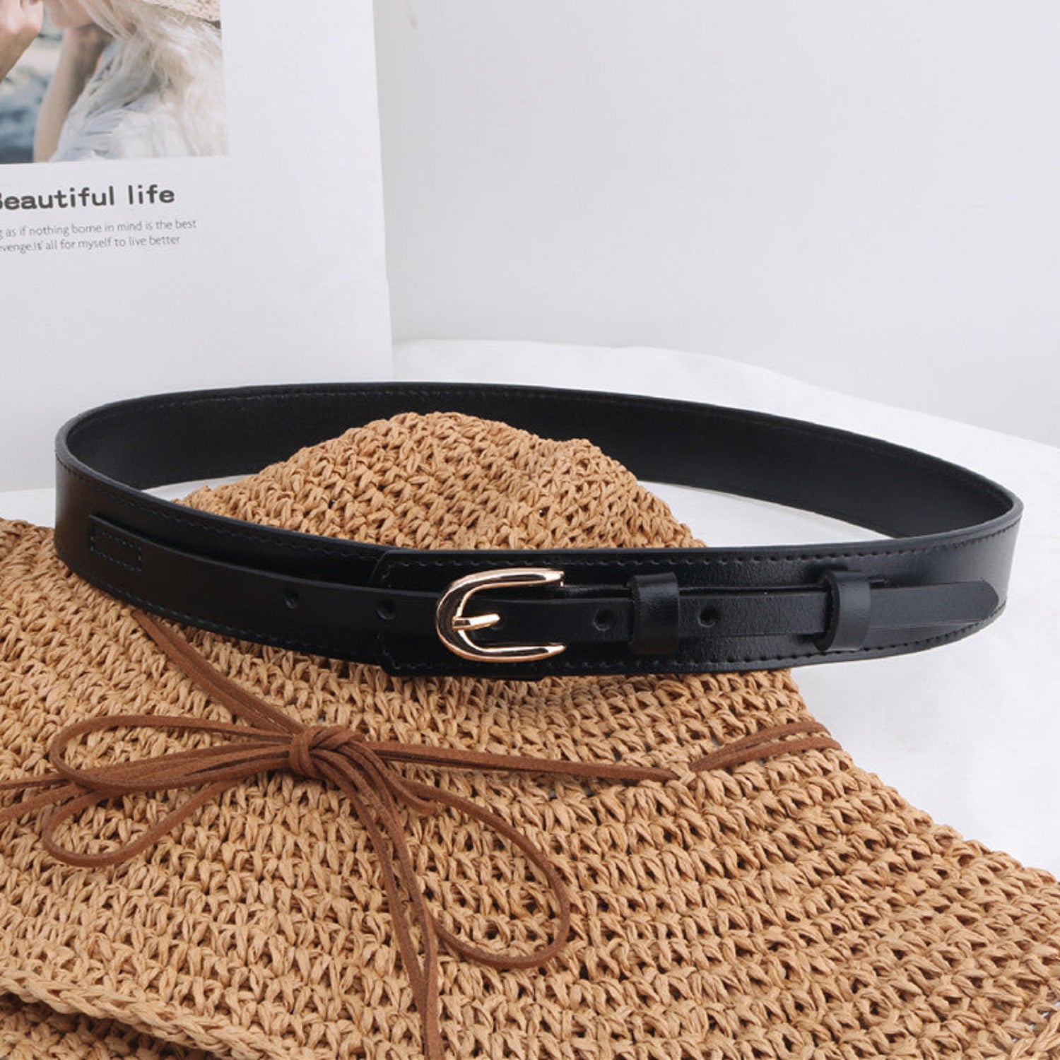 Black Layered Leather Waist Belt JLTHB0408