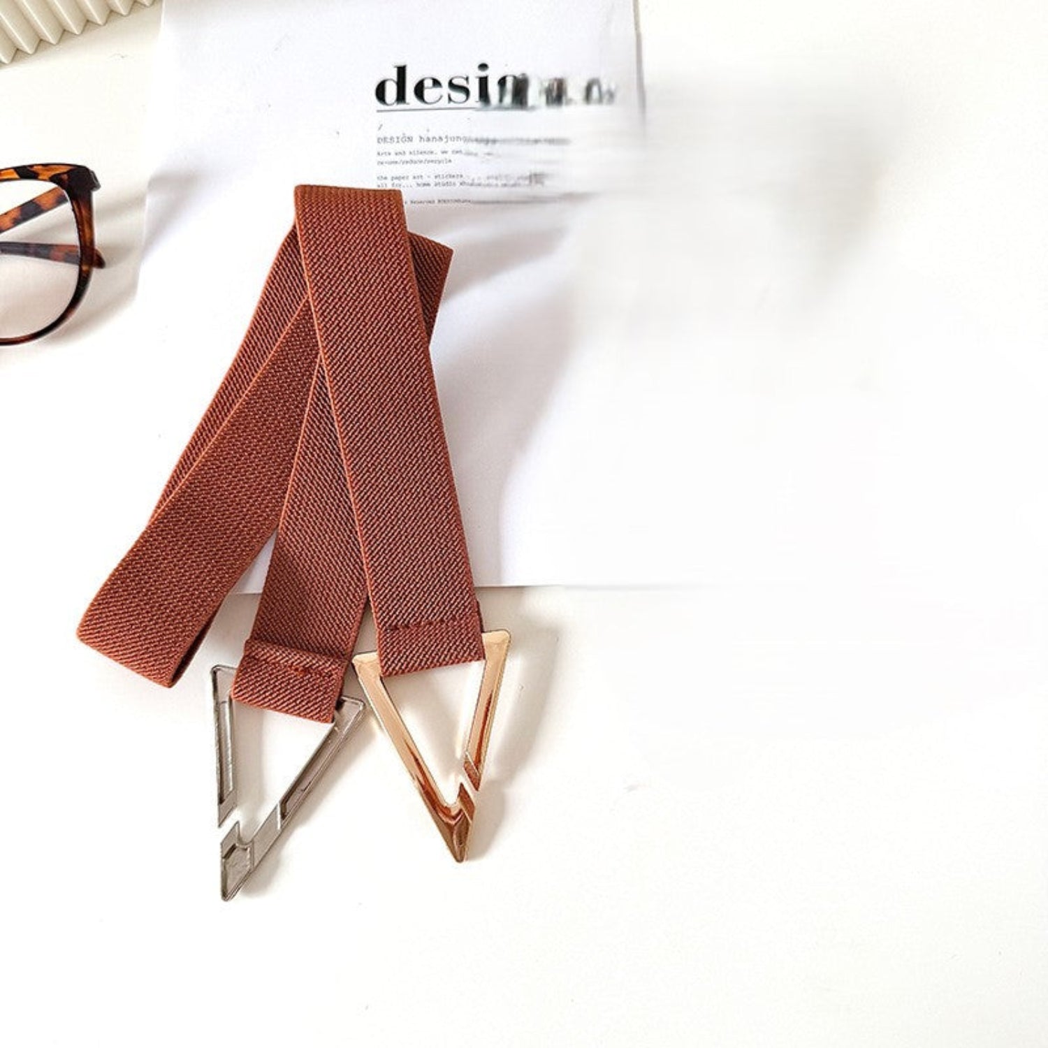 Brown Elastic Triangle Buckle Belt JLTHB0411