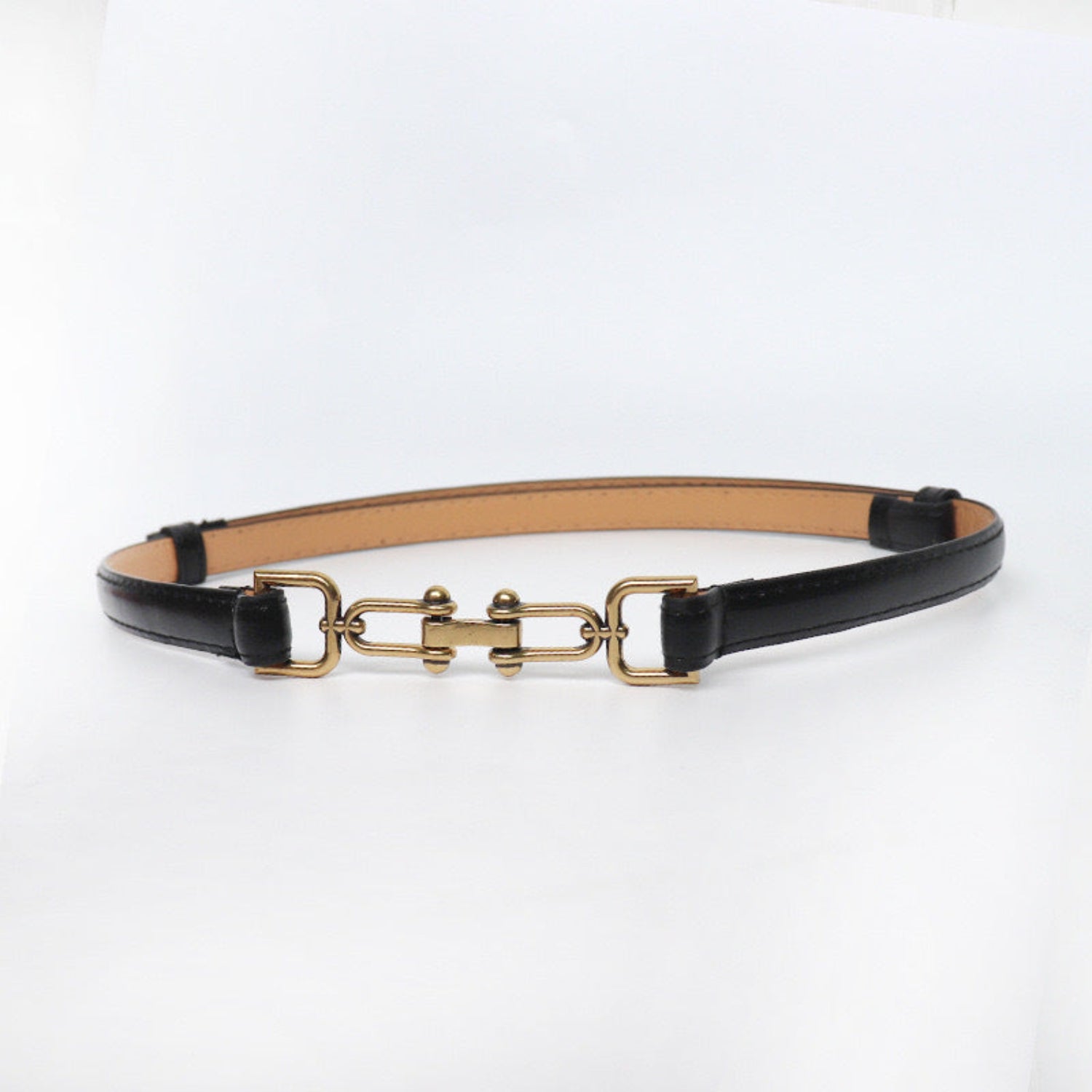 Black Skinny Gold Link Belt JLTHB0416