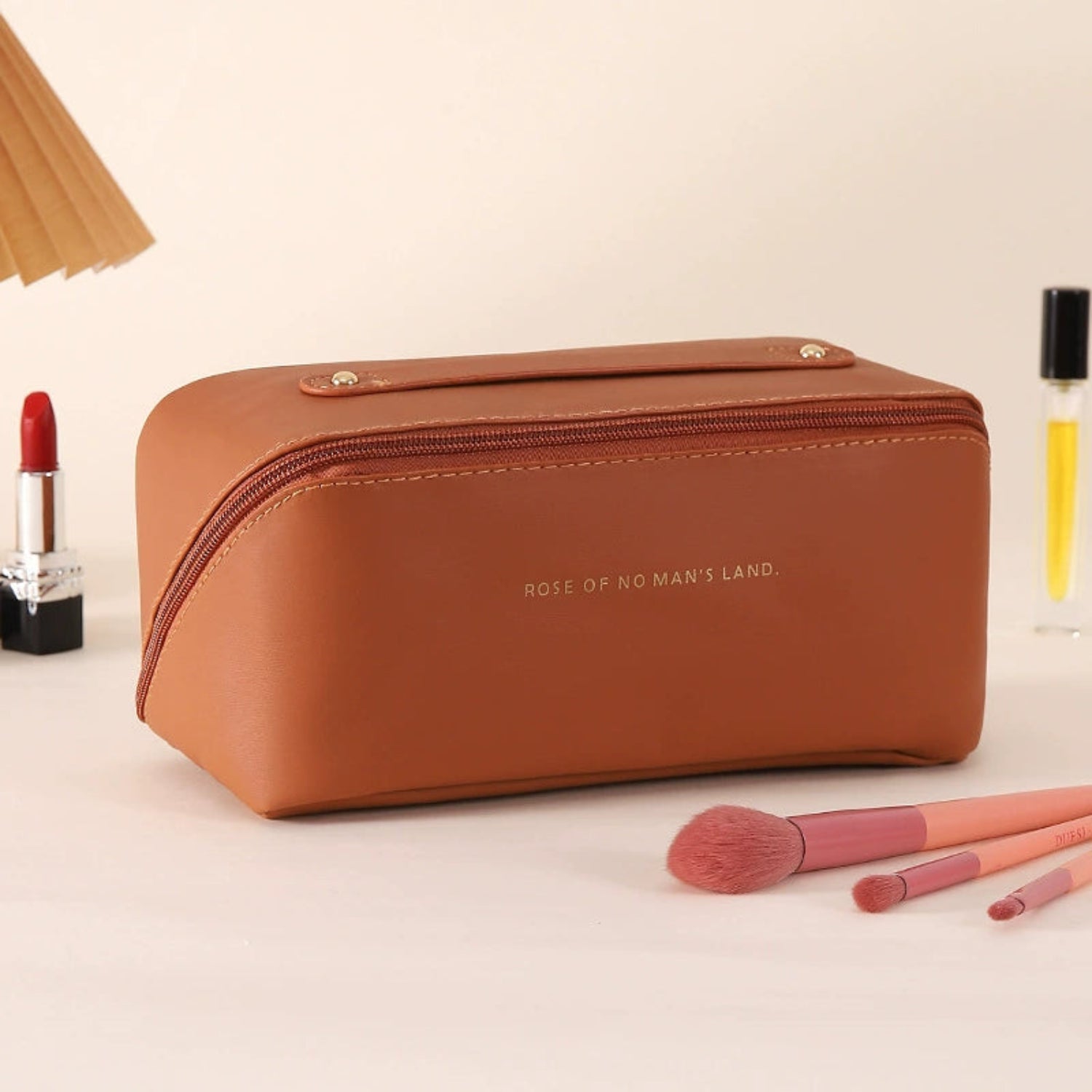 Orange Leather Multi-Compartment Cosmetic Bag JLTJK0109