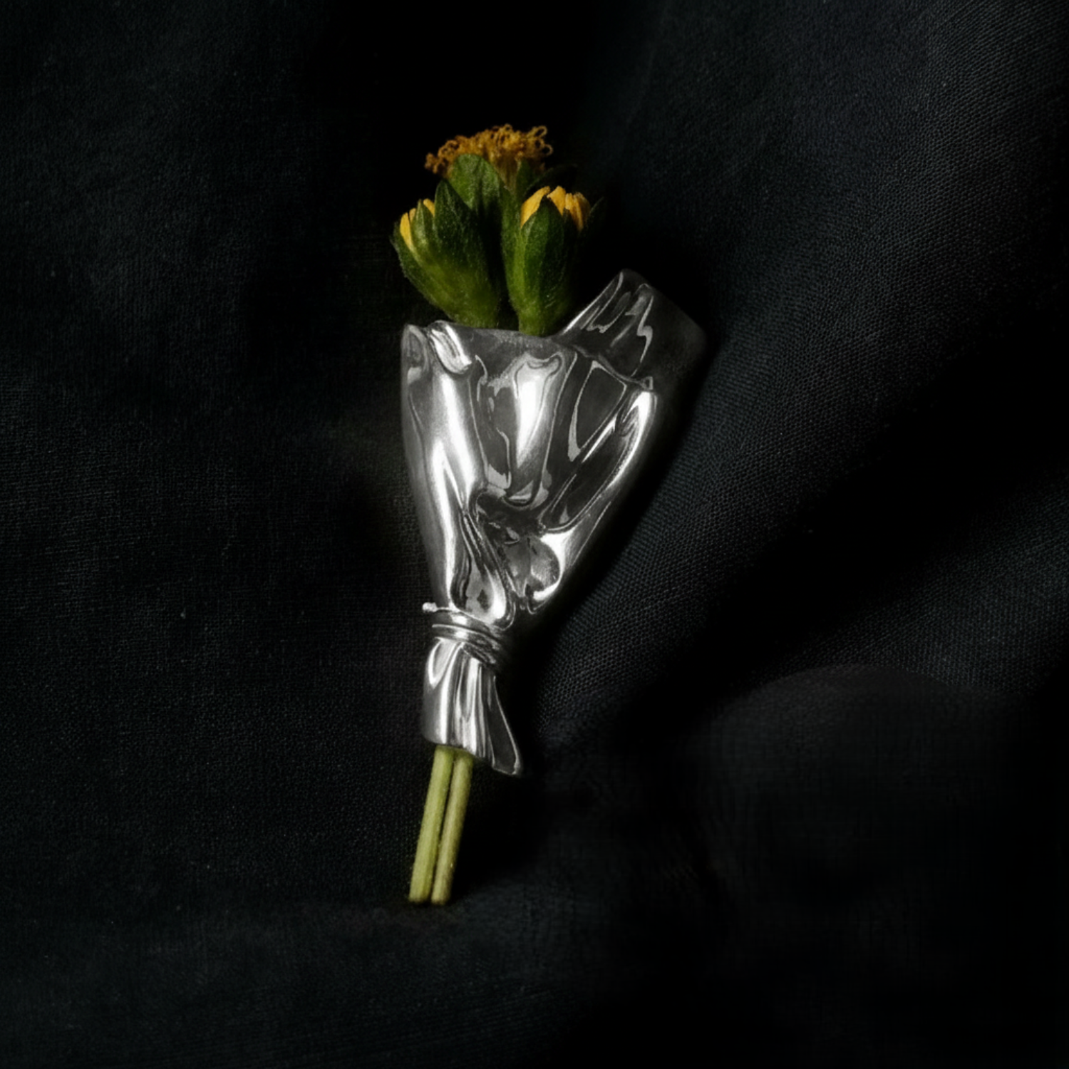 Silver Flower Bouquet Brooch JLTMC0004