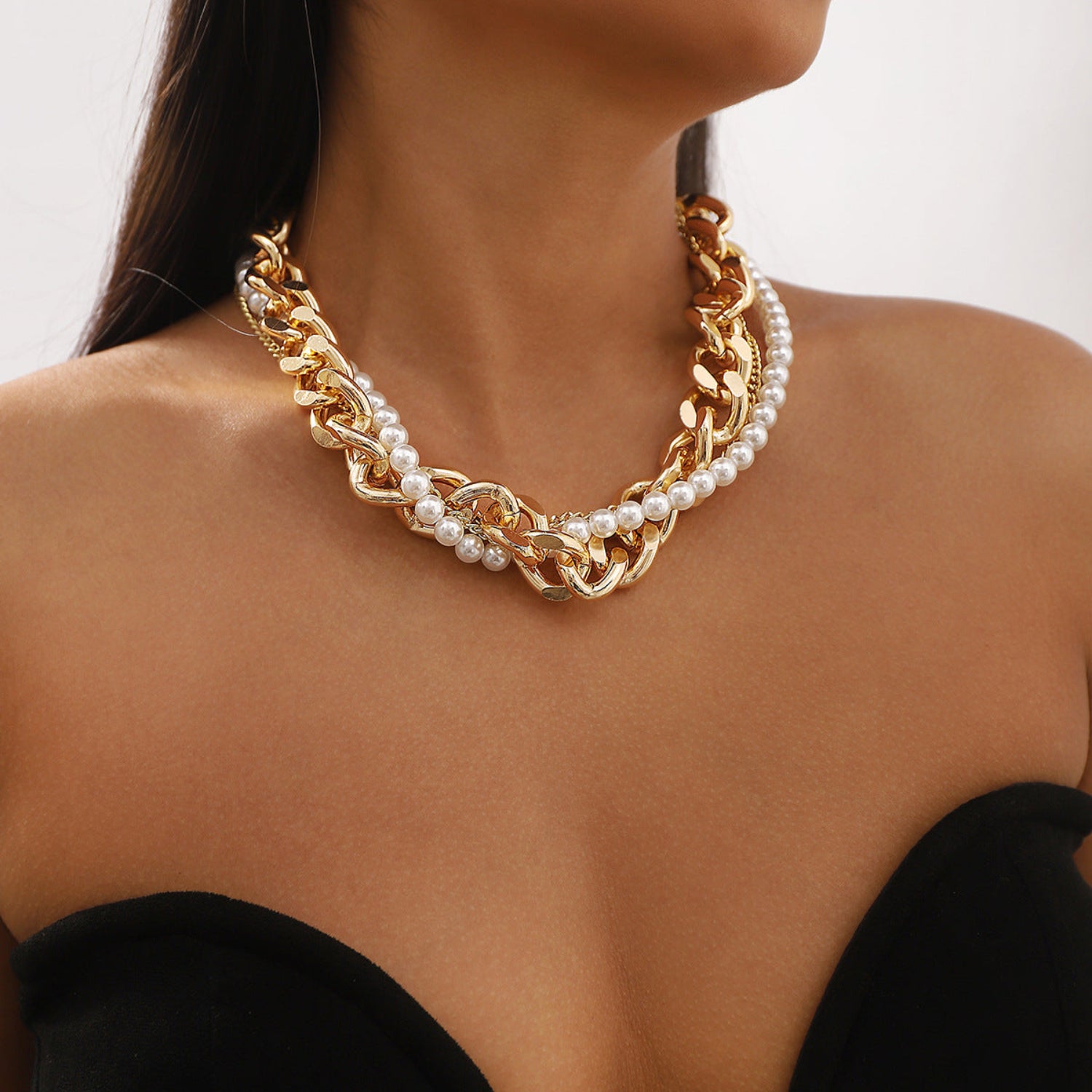 Chunky Pearl Gold Necklace JLTN0996