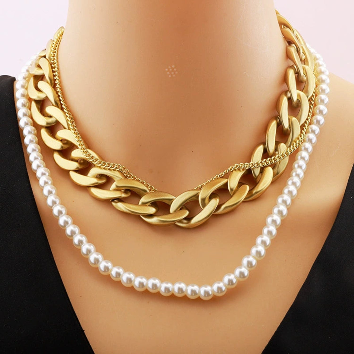 Chunky Pearl Gold Necklace JLTN0996
