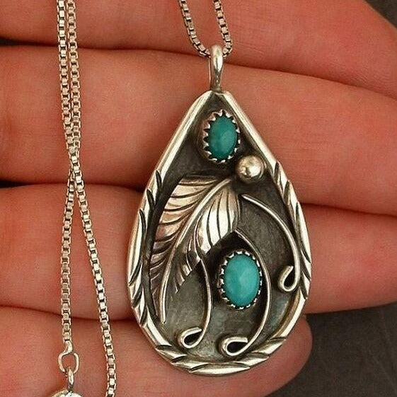 Retro Dyed Black Feather Silver Plated Pendant Multicolor Necklace JLTN1238