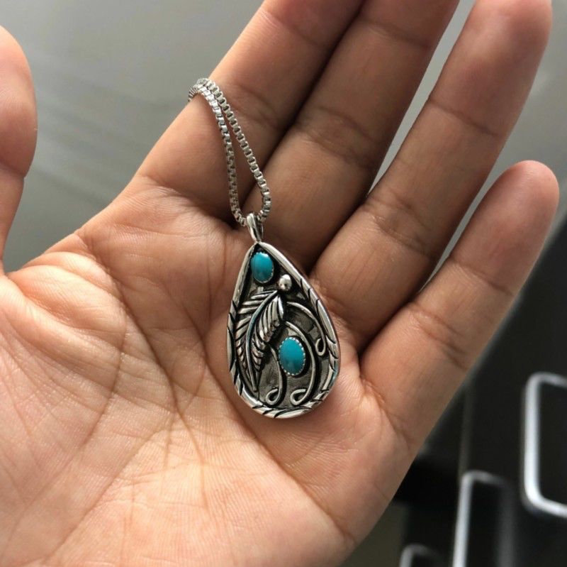 Retro Dyed Black Feather Silver Plated Pendant Multicolor Necklace JLTN1238