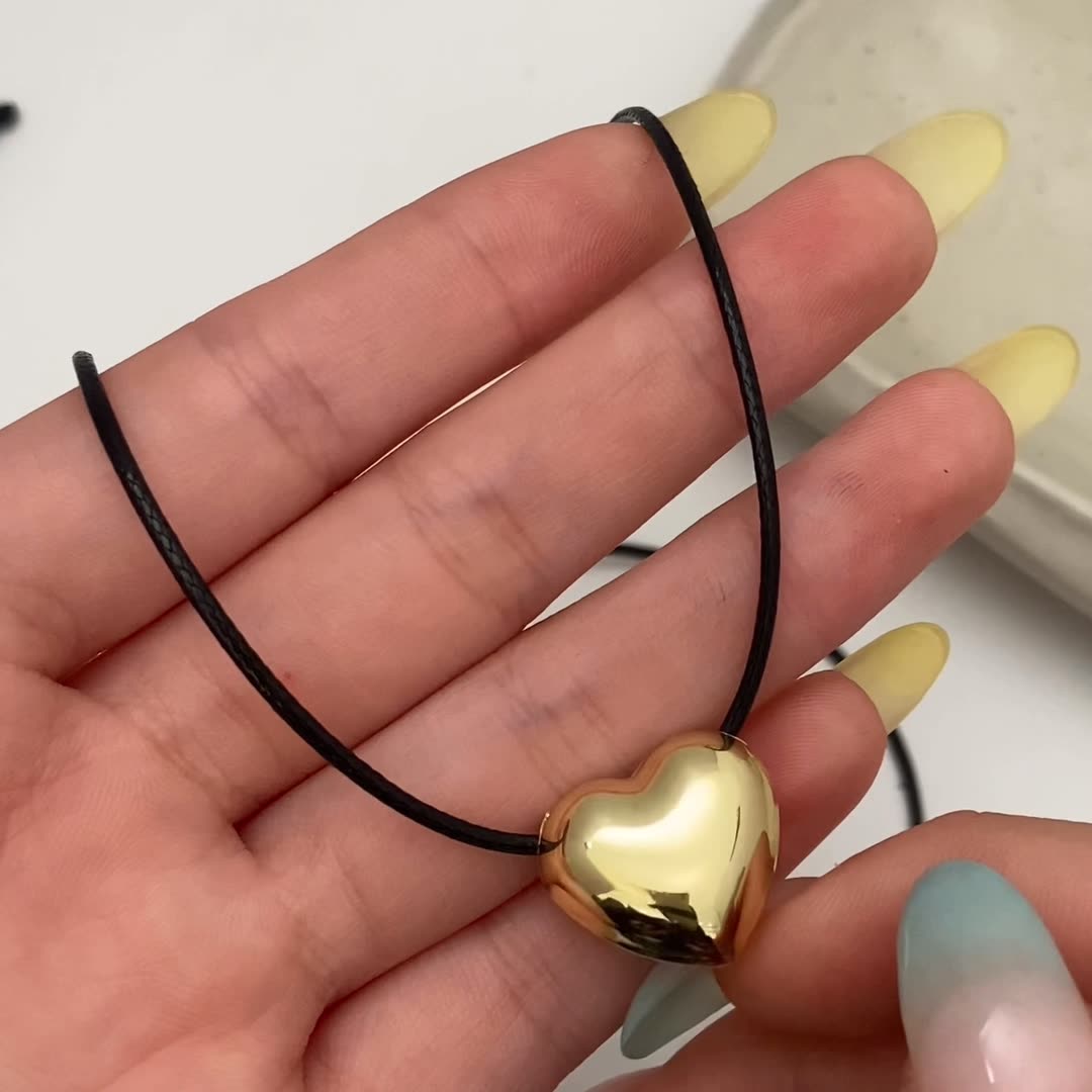 Rope Tie Metal Sense Love Pendant Gold Necklace JLTN1239