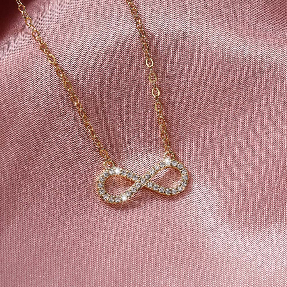 Trendy Infinity Shaped Stone Inlaid Gold Necklace JLTN1290