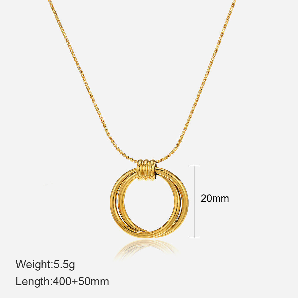 Minimalist Necklace with Triple Ring Pendant JLTN1352