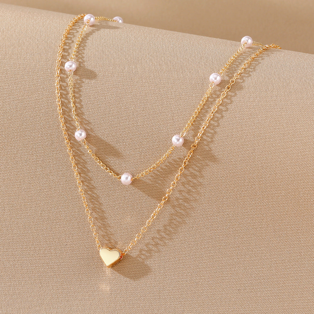 Layered Necklace with Heart and Beaded Charms JLTN1353