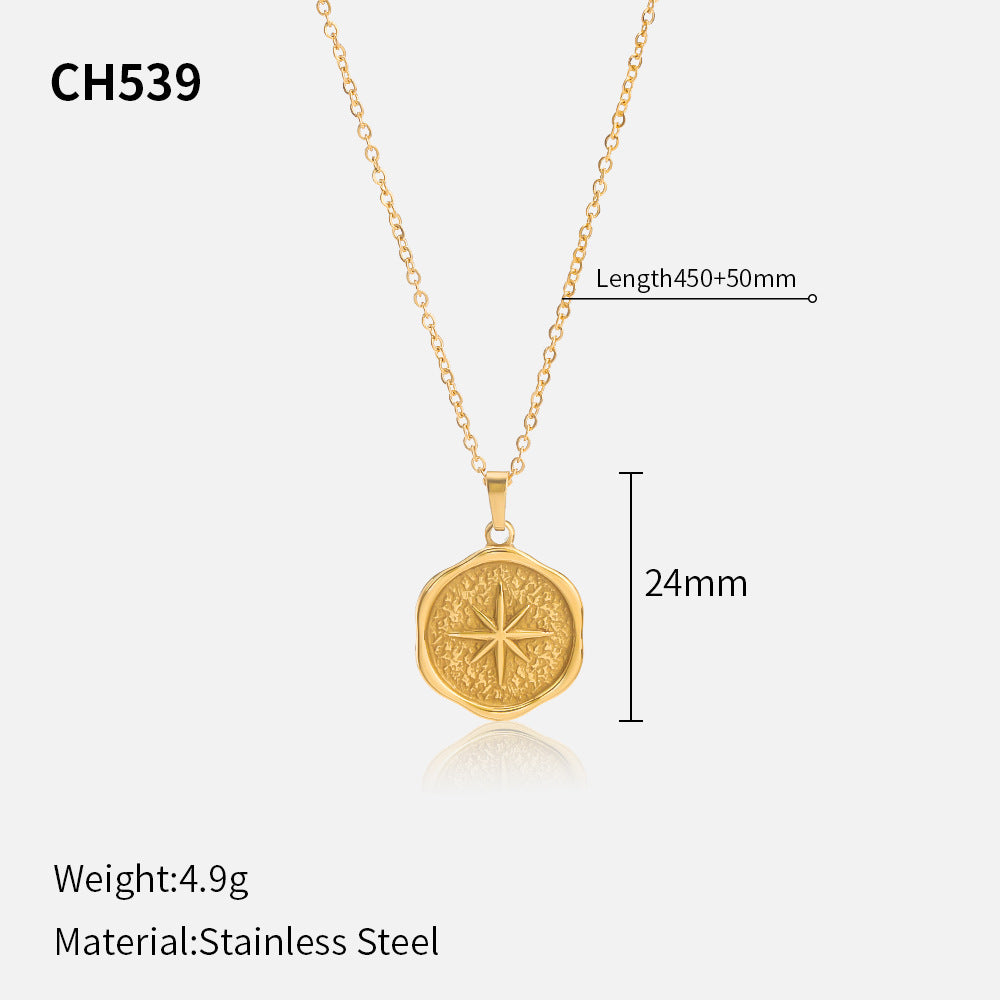 Minimalist Necklace with Compass Charm Pendant JLTN1363