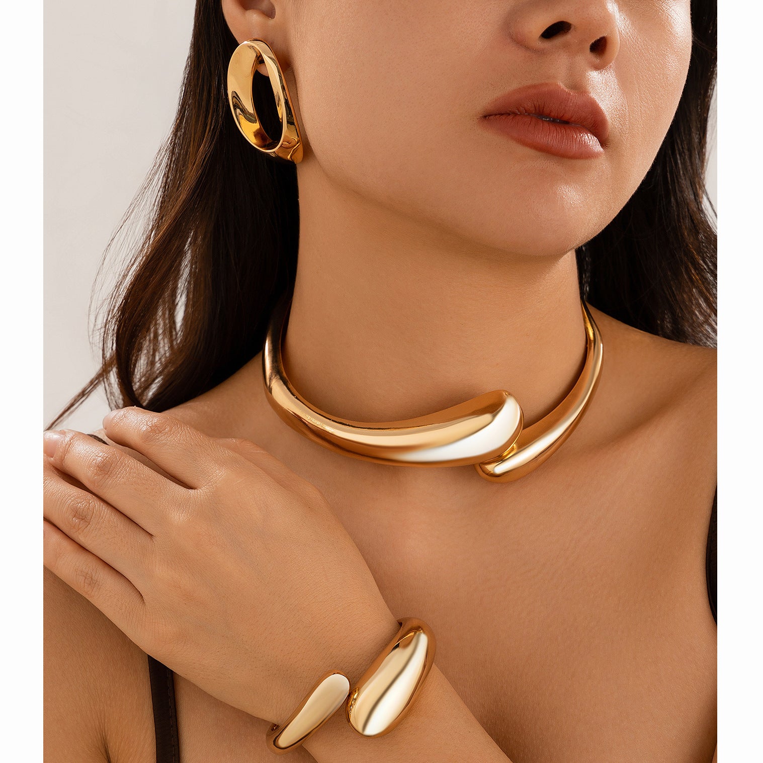 Gold Statement Choker Necklace JLTN1365