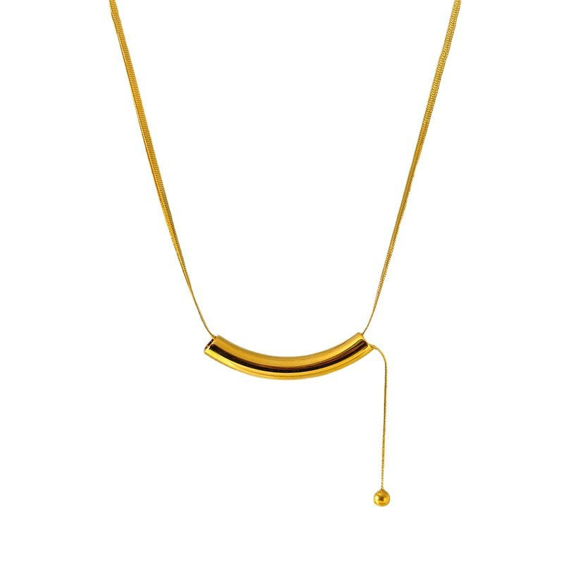Sleek Arc Curve Necklace with Dangling Charm JLTN1378