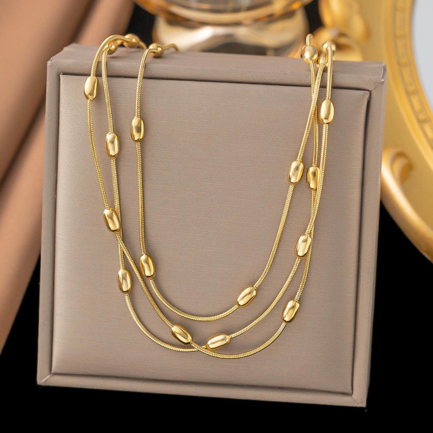 Long Snake Chain With Oval Beads JLTN1707