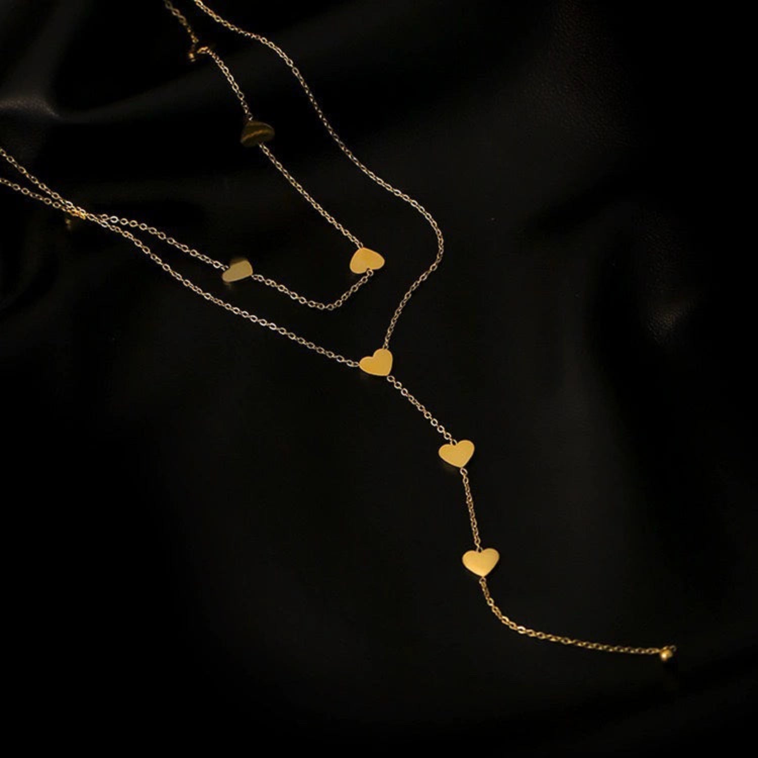 Two Layered Heart Drop Y-Necklace JLTN1710