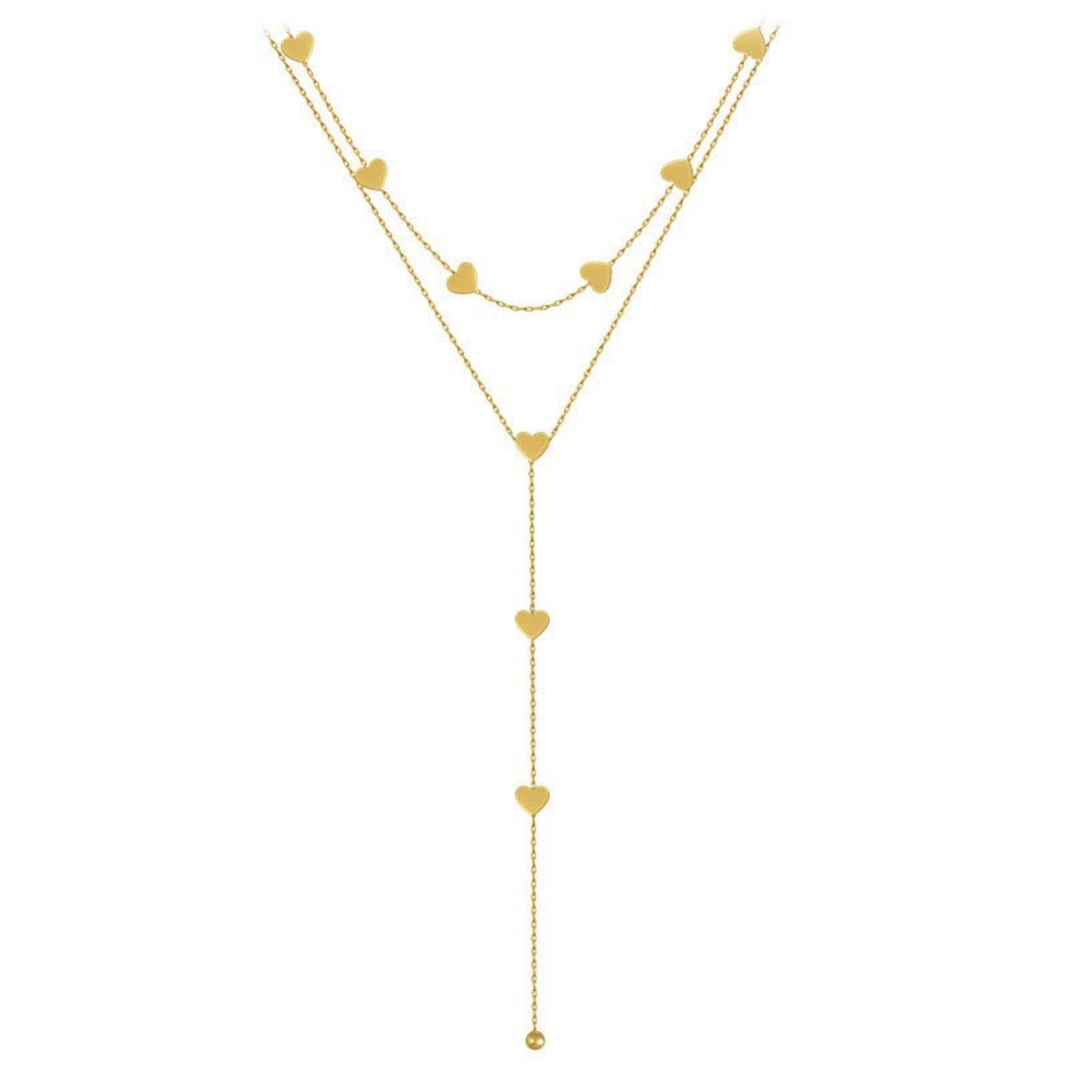 Two Layered Heart Drop Y-Necklace JLTN1710